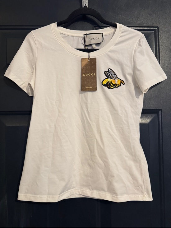 Gucci Tops - Gucci White Short Sleeve Tee with Bee Patch